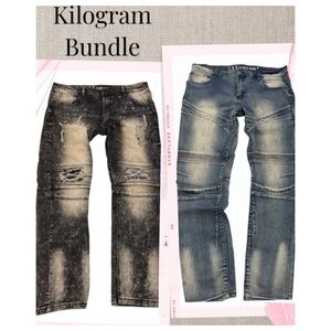 KILOGRAM Jeans Bundle Black & Blue Jeans STACKED Distressed DENIM JEANS Size 40